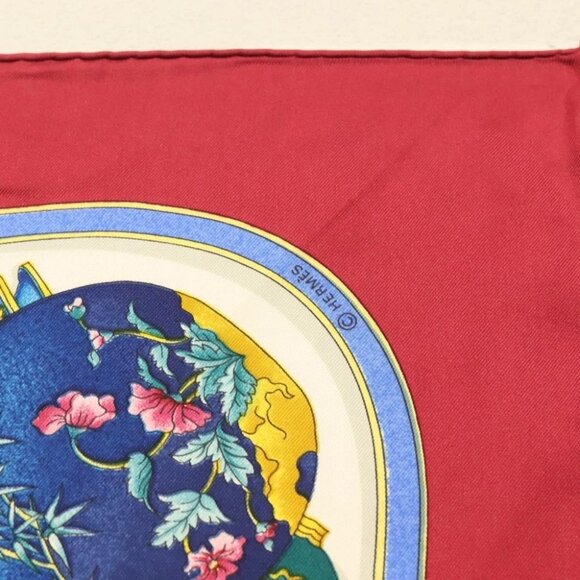 HERMES Carre 90 Scarf ""Pourvu qu'on oit l'ivresse"" Silk White Auth am8729 - Picture 7 of 14